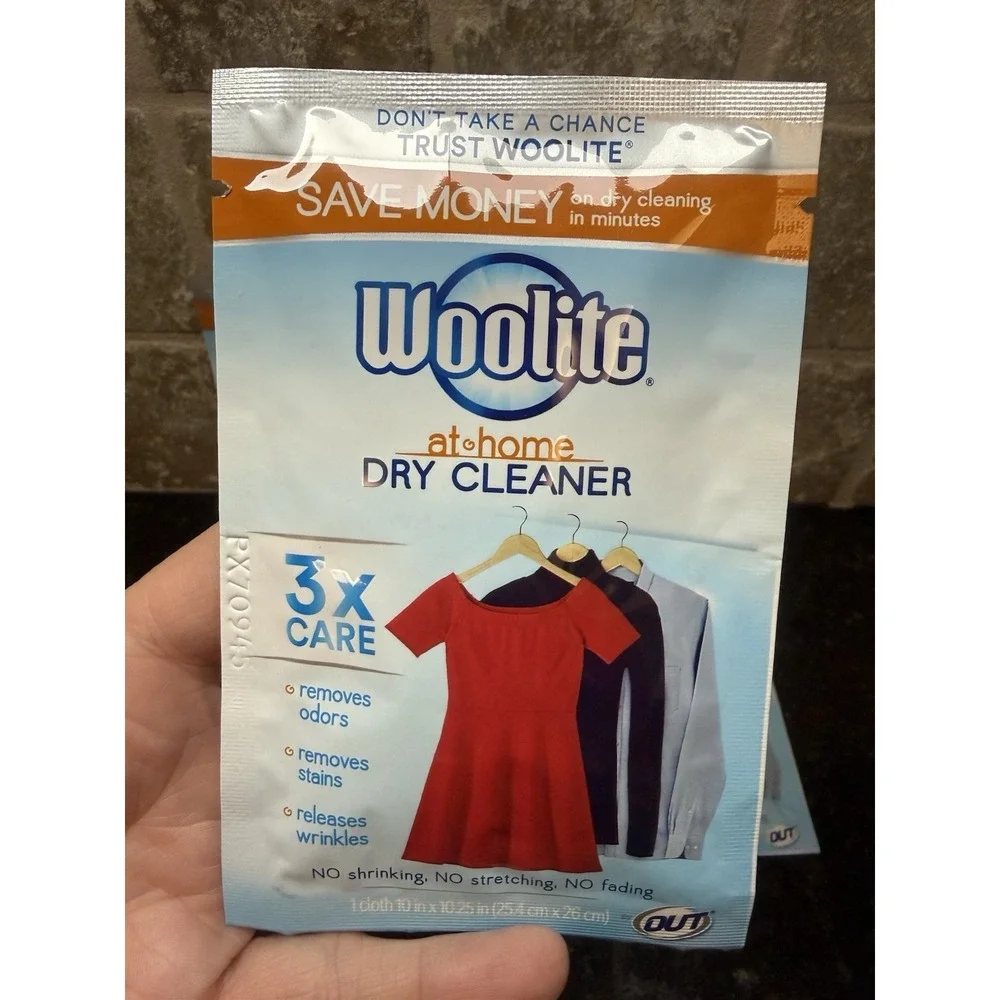 NOS Woolite At Home Dry Cleaner 6 Cloths Stain Wipes Discontinued